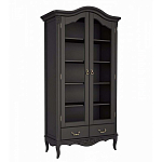 Шкаф книжный черный из массива бука со стеклянными дверцами и 5-ю полками Black Provence варинант исполнения - 1 | Loft Concept в Омске