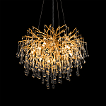 Люстра подвесная с прозрачными стеклянными подвесками в форме капель Диаметр 60 см Droplet Chandelier варинант исполнения - 9 | Loft Concept в Омске