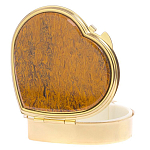 Таблетница карманная в форме сердца с 3-мя отделениями с зеркалом и накладкой из натурального камня Яшма Змеиная Gold Stone Pillboxes варинант исполнения - 2 | Loft Concept в Омске