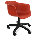 Стул пластиковый красного цвета на колесиках с подъемно-поворотным механизмом Eames Red варинант исполнения - 1 | Loft Concept в Омске