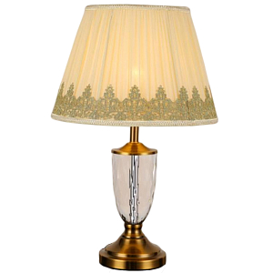 Настольная лампа с бронзовым основанием и бежевым тканевым абажуром Endorphy