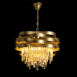 Люстра цвета матового золота с металлическими лентами и длинными прозрачными подвесками Gilded Waves варинант исполнения - 3 | Loft Concept в Омске