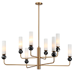 Люстра на штанге с 8-ю цилиндрическими матовыми плафонами и шарами из камня Orb Essence варинант исполнения - 5 | Loft Concept в Омске