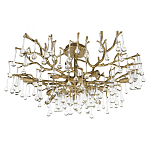 Потолочная люстра в виде ветвей деревьев золотого цвета с прозрачными подвесками-каплями Droplet Chandelier варинант исполнения - 3 | Loft Concept в Омске