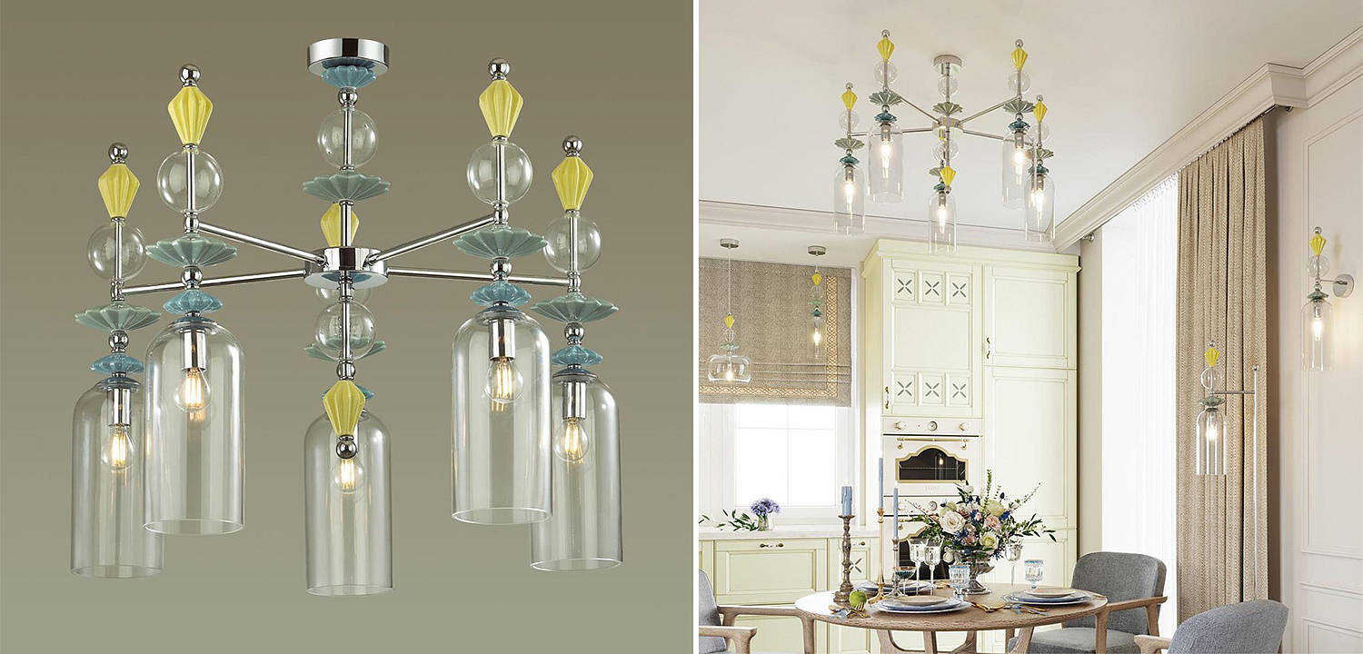 Люстра Iris Glass Chandelier candy 5 chrome - Loft-Concept в Омске