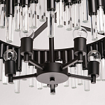 Люстра круглая из матового черного металла с подвесками из прозрачных стеклянных трубок Noir Tubes варинант исполнения - 10 | Loft Concept в Омске