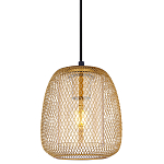 Подвесной светильник со стеклянным плафоном цилиндрической формы и металлической сеткой Metal Mesh Gold варинант исполнения - 1 | Loft Concept в Омске
