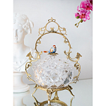 Конфетница с бронзовой ручкой и фарфоровой птичкой на крышке Eden Garden варинант исполнения - 4 | Loft Concept в Омске