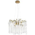 Люстра подвесная круглая в виде ветвей деревьев бронзового цвета с прозрачными подвесками-каплями Droplet Chandelier варинант исполнения - 3 | Loft Concept в Омске