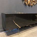 Дизайнерский комод чёрный глянцевый с основанием в виде золотых ветвей Meta Credenza  варинант исполнения - 3 | Loft Concept в Омске