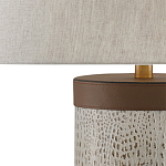 Настольная лампа с тканевым абажуром и основанием из кожи Leather Column варинант исполнения - 1 | Loft Concept в Омске