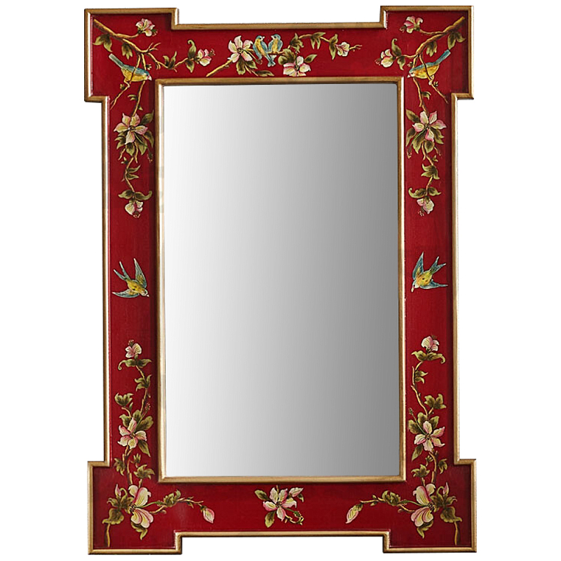 Зеркало в стиле Шинуазри ручная роспись Shao Chinoiserie Mirror Red Красный Золотой Мульти в Омске | Loft Concept 