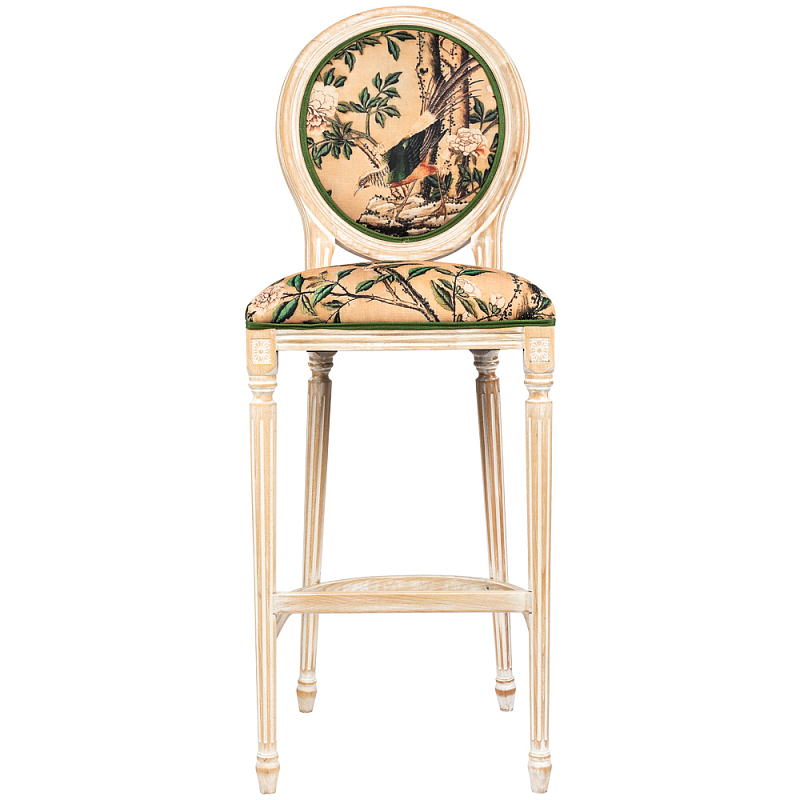 Барный стул Beige and Green Chinoiserie Bar Stool Бежевый Зеленый Барный стул Beige and Green Chinoiserie Bar Stool Бежевый Зеленый в Омске | Loft Concept