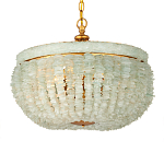 Подвесной светильник с каскадом из стеклянных декоративных элементов на золотом каркасе Shining Sea Glass варинант исполнения - 3 | Loft Concept в Омске