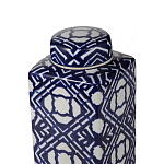 Ваза прямоугольной формы с крышкой и геометрическим узором в сине-белых цветах Blue & White Ornament  варинант исполнения - 2 | Loft Concept в Омске