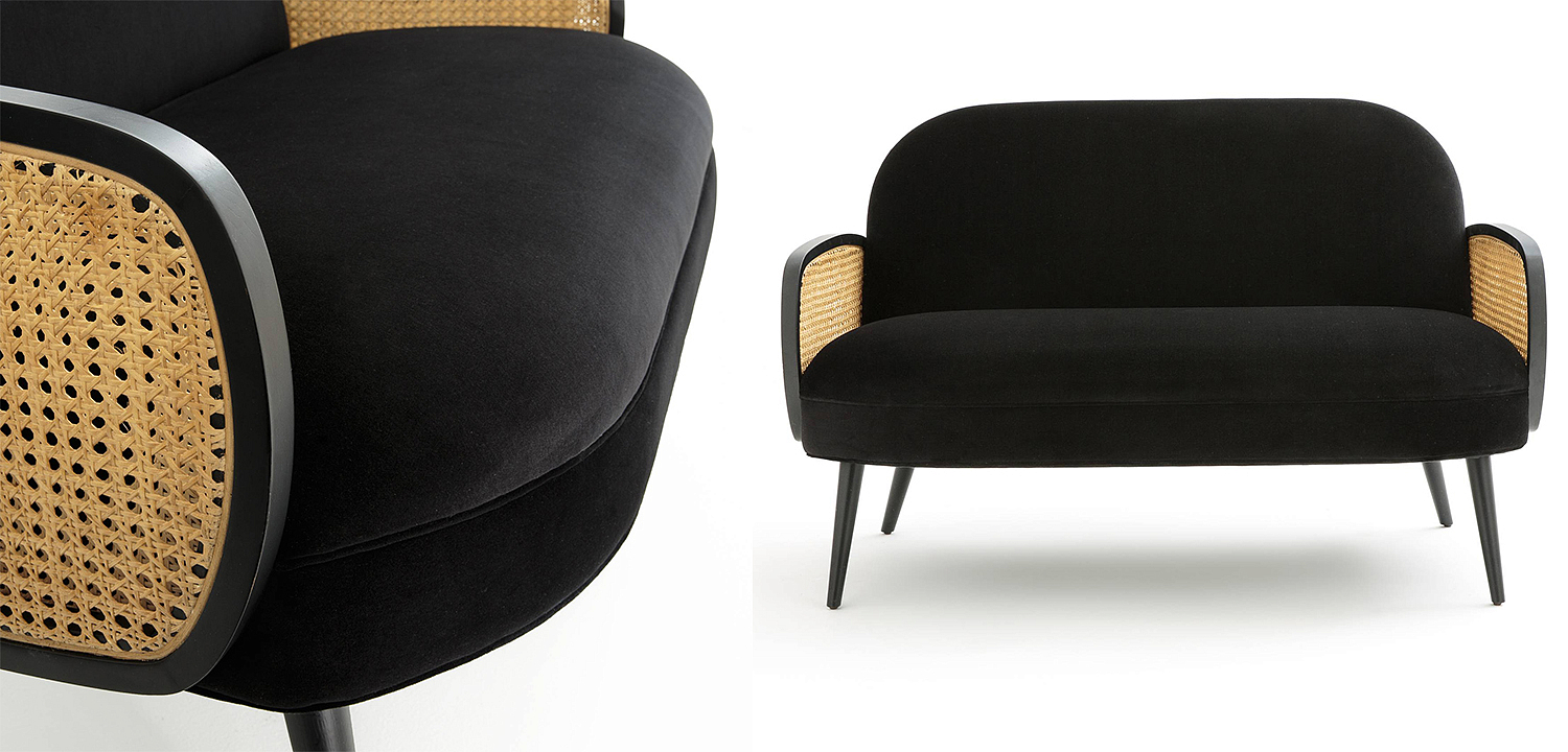 Диван Morten Wicker Black Sofa Черный Диван Morten Wicker Black Sofa Черный - Loft-Concept в Омске