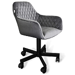 Стул с мягкой серой обивкой из велюра и подъемно-поворотным механизмом на черных колесиках Harper Gray варинант исполнения - 1 | Loft Concept в Омске