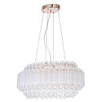 Люстра подвесная многослойная с прозрачными хрустальными трубками и золотистым каркасом Hexagon Tube Light варинант исполнения - 1 | Loft Concept в Омске