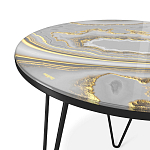 Стол журнальный c круглой столешницей из стекла серого цвета Gray and Gold Marble варинант исполнения - 3 | Loft Concept в Омске