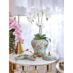 Блюдо из голубого фарфора с бронзовой ручкой в виде ветки Blue Garden варинант исполнения - 4 | Loft Concept в Омске