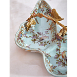 Блюдо из голубого фарфора с бронзовой ручкой в виде ветки Blue Garden варинант исполнения - 6 | Loft Concept в Омске