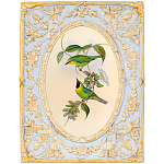 Декоративный постер с изображением птиц в раме с рельефным растительным узором Blooming Birds Poster варинант исполнения - 8 | Loft Concept в Омске