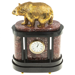 Часы настольные бронзовые с декором в виде медведя Bear Stone Clock варинант исполнения - 4 | Loft Concept в Омске