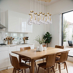 Люстра с 9-ю прозрачными стеклянными плафонами в форме капли Lucid Rain  варинант исполнения - 11 | Loft Concept в Омске