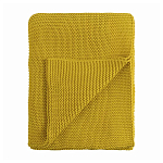 Плед из хлопка жемчужной вязки горчичного цвета Waffle Comfort варинант исполнения - 1 | Loft Concept в Омске