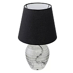 Настольная лампа с черным тканевым абажуром и фактурным прозрачным основанием Black Cone варинант исполнения - 1 | Loft Concept в Омске