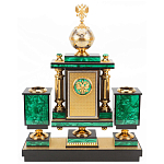 Настольный письменный набор из малахита и долерита с декором в виде герба России Leader Organizer варинант исполнения - 3 | Loft Concept в Омске