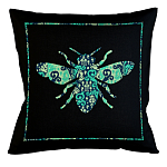 Подушка декоративная пчела с бирюзовым узором Ikat Pattern варинант исполнения - 1 | Loft Concept в Омске