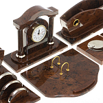 Настольный письменный набор с часами из природного камня обсидиана Competent Leader варинант исполнения - 4 | Loft Concept в Омске