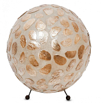 Настольная лампа из перламутра на металлическом каркасе Indonesian Circle варинант исполнения - 1 | Loft Concept в Омске