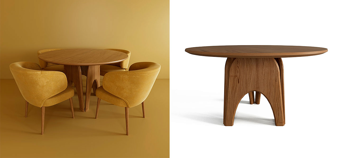Обеденный круглый стол из дерева Pelican Dinner Table Обеденный круглый стол из дерева Pelican Dinner Table - Loft-Concept в Омске