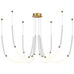 Люстра подвесная с 6-ю изогнутыми плафонами и белыми декоративными шариками PEARLS Suspension варинант исполнения - 4 | Loft Concept в Омске
