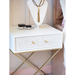 Приставной столик с выдвижным ящиком  White Table Carved Pattern варинант исполнения - 7 | Loft Concept в Омске