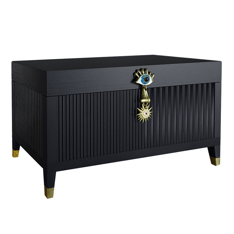 Большой дизайнерский Сундук Elsa Dreams Black Черный Золотой в Омске | Loft Concept 