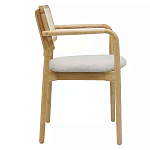 Стул обеденный с мягким сиденьем и спинкой из плетеного ротанга Wood and Textile Chair варинант исполнения - 2 | Loft Concept в Омске