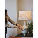 Настольная лампа с принтом на белом тканевом абажуре Roof Garden Lamp варинант исполнения - 5 | Loft Concept в Омске