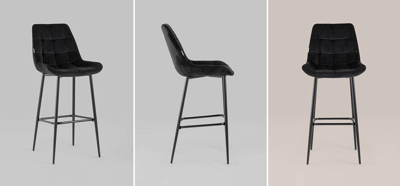 Стул Полубарный NANCY Chair посадка 75 см Черный Велюр Стул Полубарный NANCY Chair посадка 75 см Черный Велюр - Loft-Concept в Омске