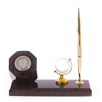 Настольный письменный набор с глобусом и ручкой из натурального обсидиана World Globe варинант исполнения - 1 | Loft Concept в Омске