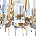 Люстра с вертикальными стеклянными элементами и металлическим каркасом цвета Латунь Vertical Glass варинант исполнения - 4 | Loft Concept в Омске