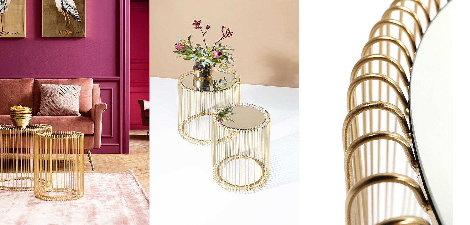 Комплект приставных столов Mirror Surface Brass Tables Комплект приставных столов Mirror Surface Brass Tables - Loft-Concept в Омске