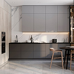 Серый кухонный гарнитур с фасадом под светлый дуб Ferrand Kitchen Set варинант исполнения - 1 | Loft Concept в Омске