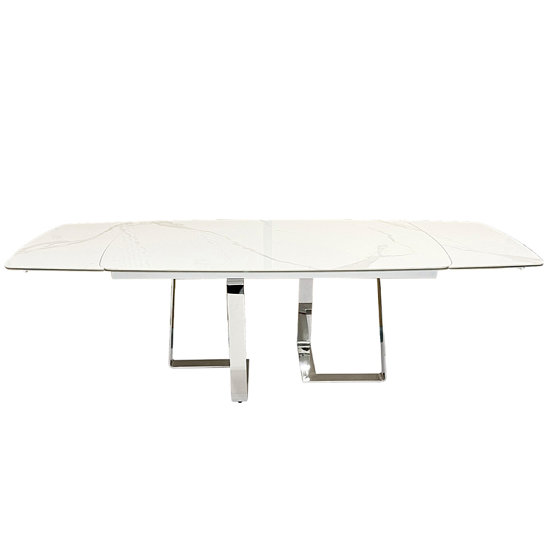 Стол обеденный раскладной керамический Absolute Perfection Белый Хром в Омске | Loft Concept 