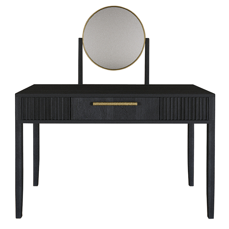 Туалетный Стол с зеркалом Primo Черный дуб Черный матовый Золотой в Омске | Loft Concept 