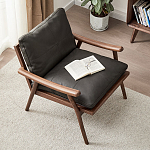 Кресло c каркасом из массива дерева и мягкой кожаной обивкой Walnut Armchair варинант исполнения - 2 | Loft Concept в Омске