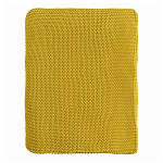 Плед из хлопка жемчужной вязки горчичного цвета Waffle Comfort варинант исполнения - 4 | Loft Concept в Омске