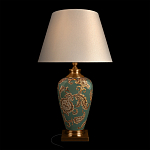 Настольная лампа бирюзовая с цветочным принтом Turquoise Flight варинант исполнения - 2 | Loft Concept в Омске